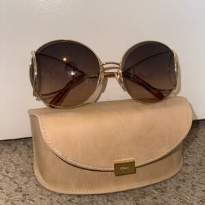 Chloe Gold Frame Sunglasses with Brown Lenses